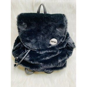 Steve Madden Black Faux Fur Backpack